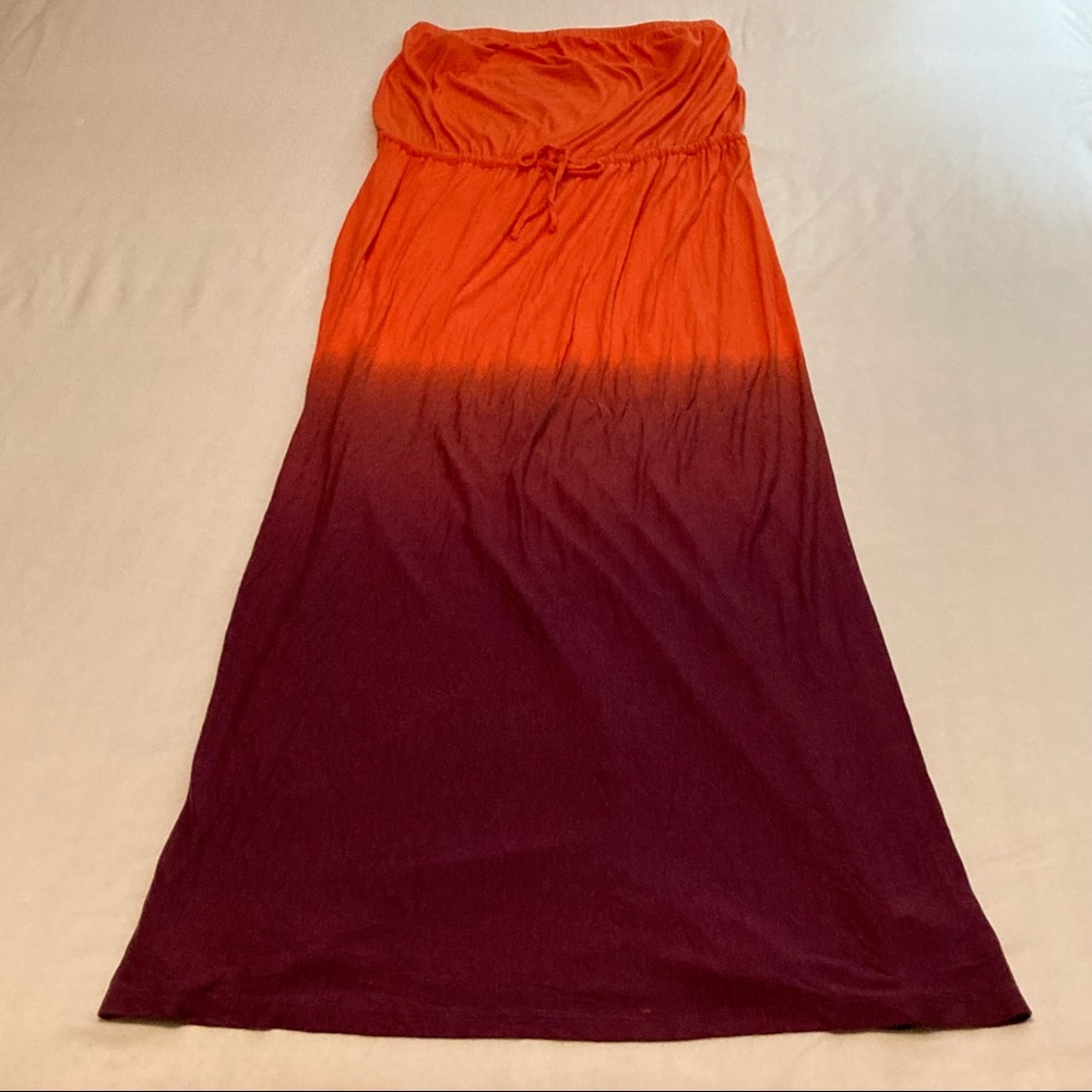 OLD NAVY Ombré Orange Purple Strapless Maxi Dress